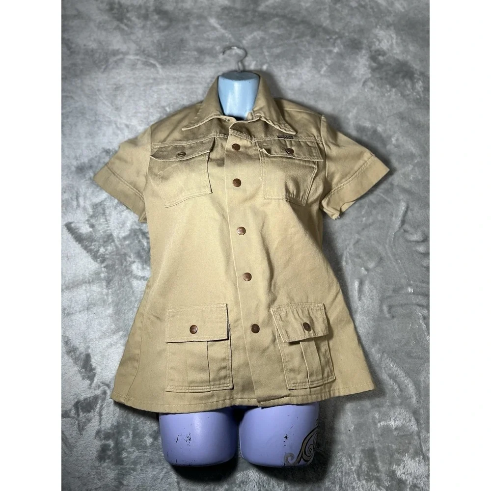 Maverick Shirt Women Size Medium Top Khaki Heavyweight Safari Cargo